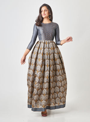 Kyyarii Multicolour Printed Pure Tussar Silk Handloom Dress