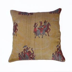 Kyyarii Pure Silk Handwoven printed Cushion Cover (Single Piece)