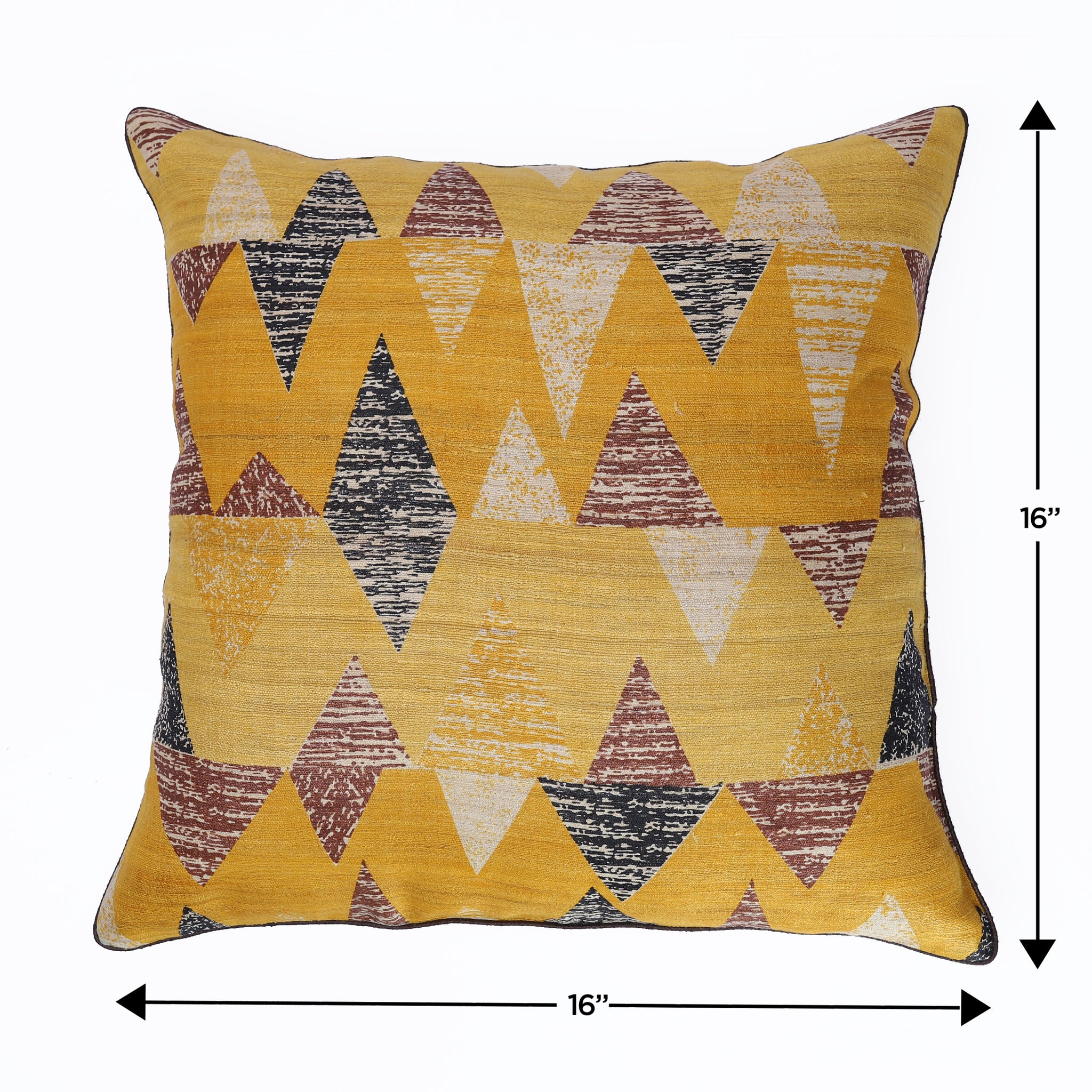 Kyyarii Handwoven Triangle print Pure Silk Cushion Covers (Single piece)