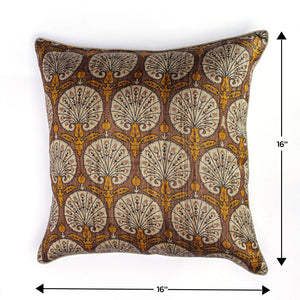 Kyyarii Pure Silk floral Print Cushion Cover 16 x 16 Inch (Single piece)